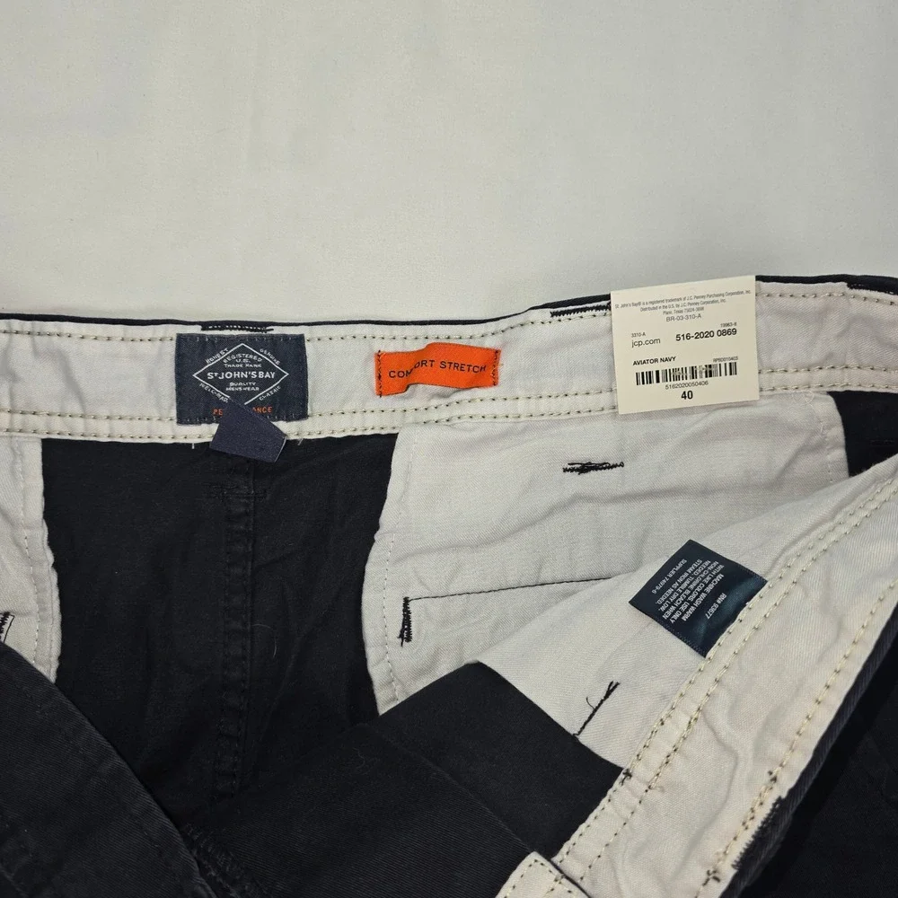 New‎ St. John's Bay Mens Performance Comfort Stretch Shorts Aviator Navy 40 5